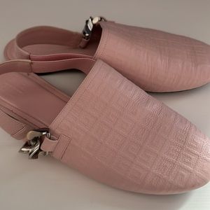 Pink Givenchy mules. Originally purchased at Nordstrom for 750 in 2023.